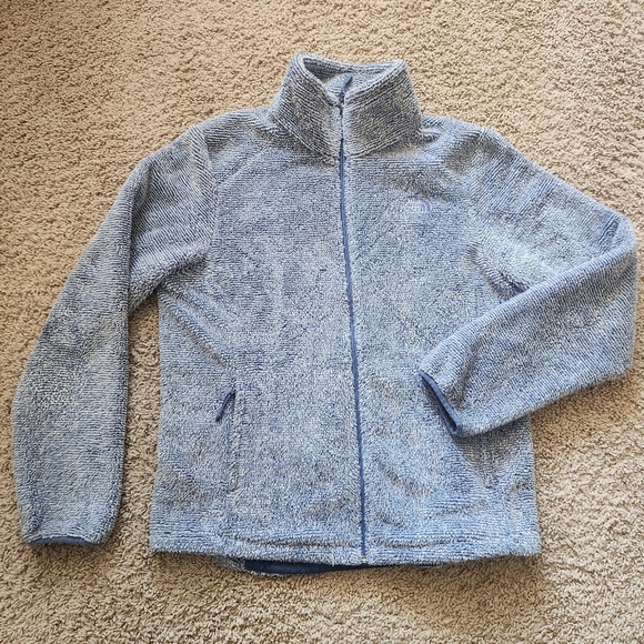 THE NORTH FACE Women’s Deep Pile Fleece Jacket Large Heather Blue Full Zip - Picture 1 of 14